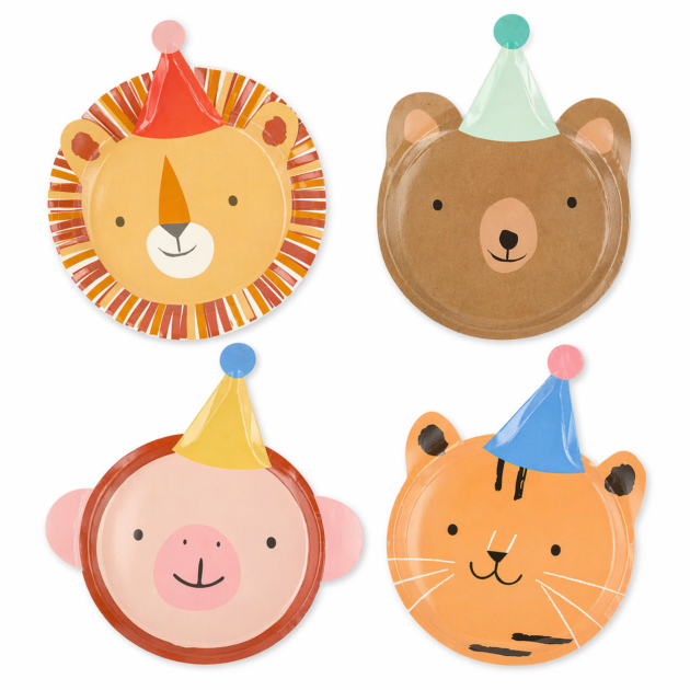 Assiettes à dessert animaux en parade x8