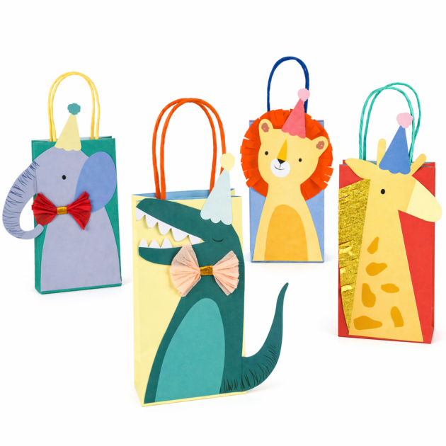 Sacs cadeaux animaux en parade x8