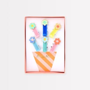 Barrettes marguerites en émail (x6)