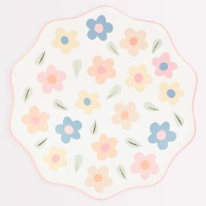 Grandes assiettes motifs fleurs (x8)