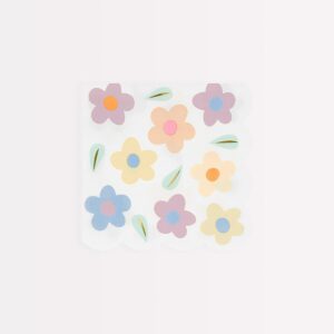 Petites serviettes motifs fleurs (x16)