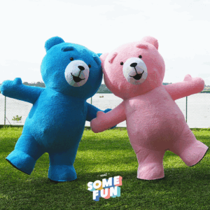 Mascottes nounours bleu et rose
