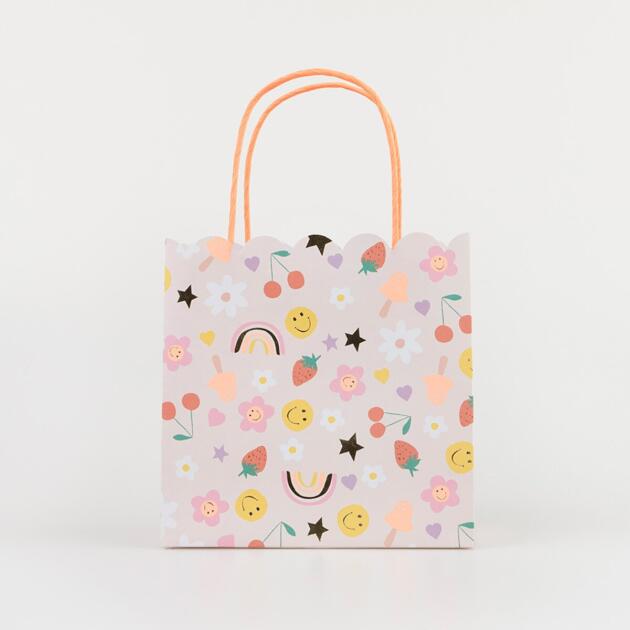 Sacs cadeaux fleurs groovy x8