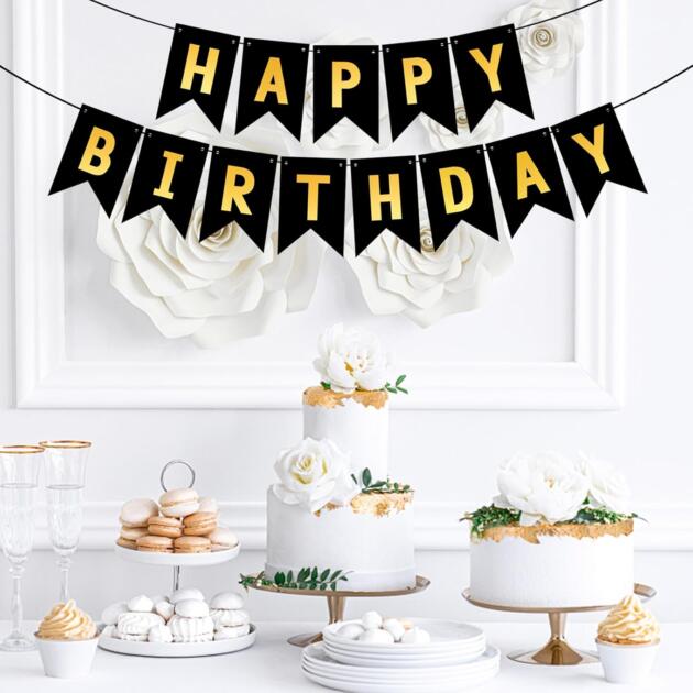 Bannière Happy Birthday noire