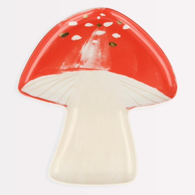 Assiettes champignon en porcelaine x2