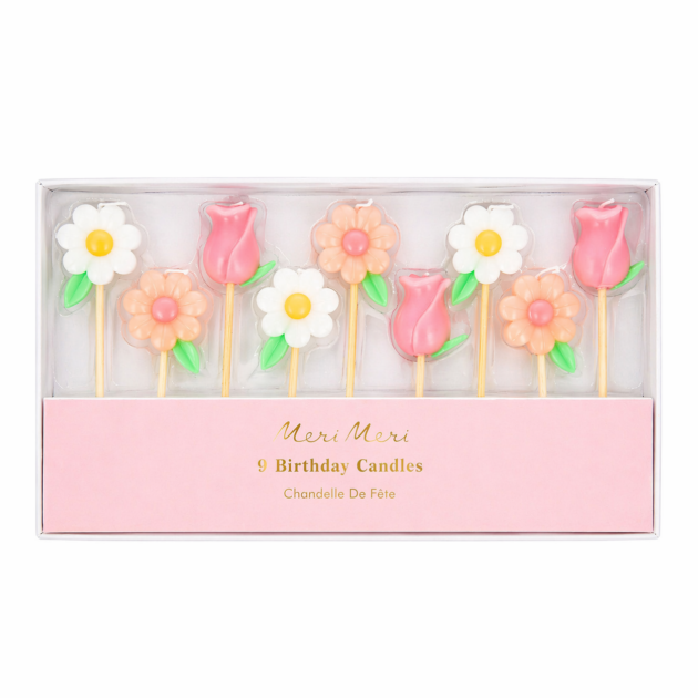 Bougies fleurs x9