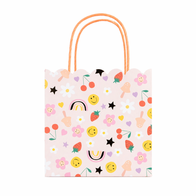 Sacs cadeaux fleurs groovy x8