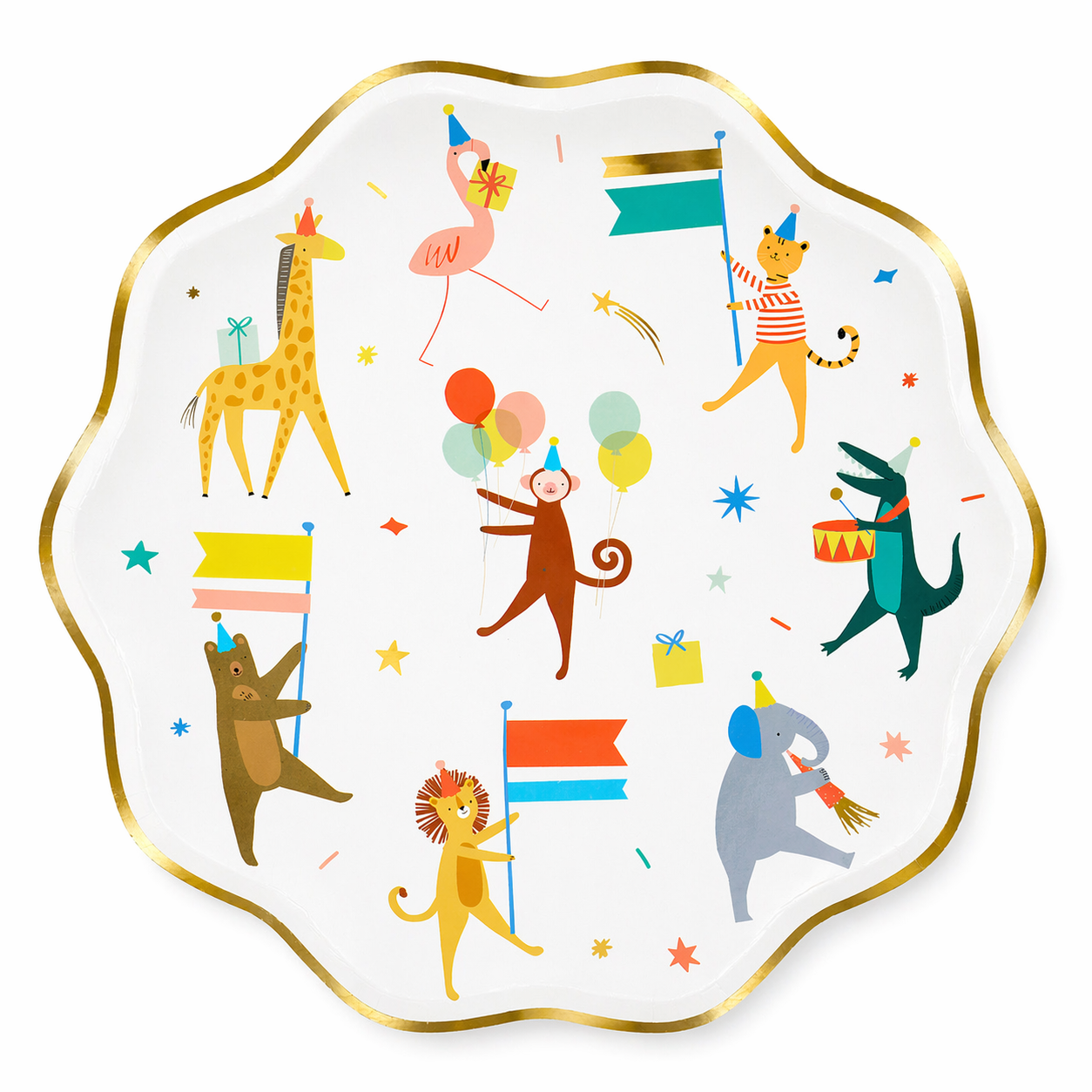 Grandes assiettes animaux en parade x8