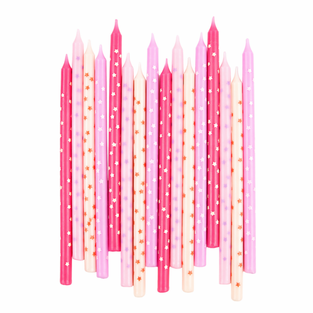 Bougies étoilées roses x16