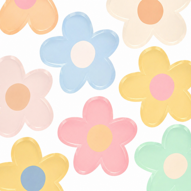 Assiettes en forme de fleurs daisy x8