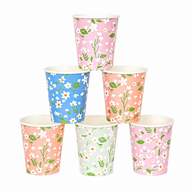 Gobelets à motifs floral x12