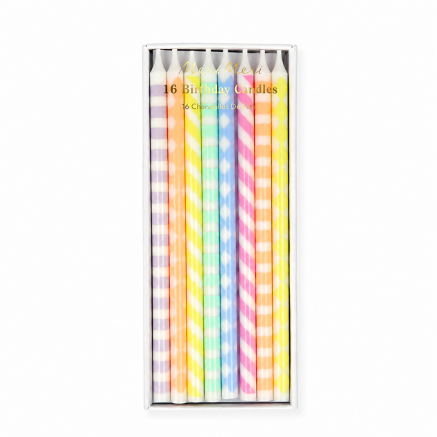 Bougies à motifs pastels x16