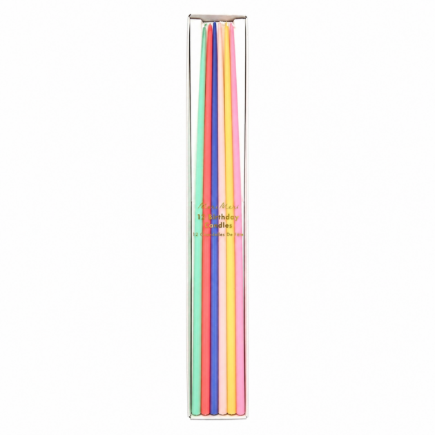 Très longues bougies multicolores x12