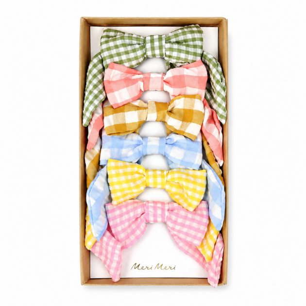 Barrettes à noeud vichy x6