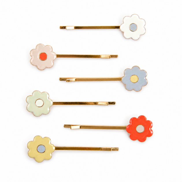 Barrettes fleurs daisy x6
