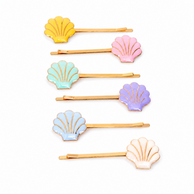Barrettes coquillage x6