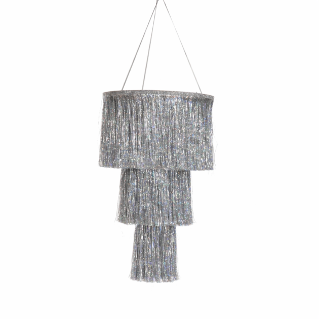 Lustre à franges argenté