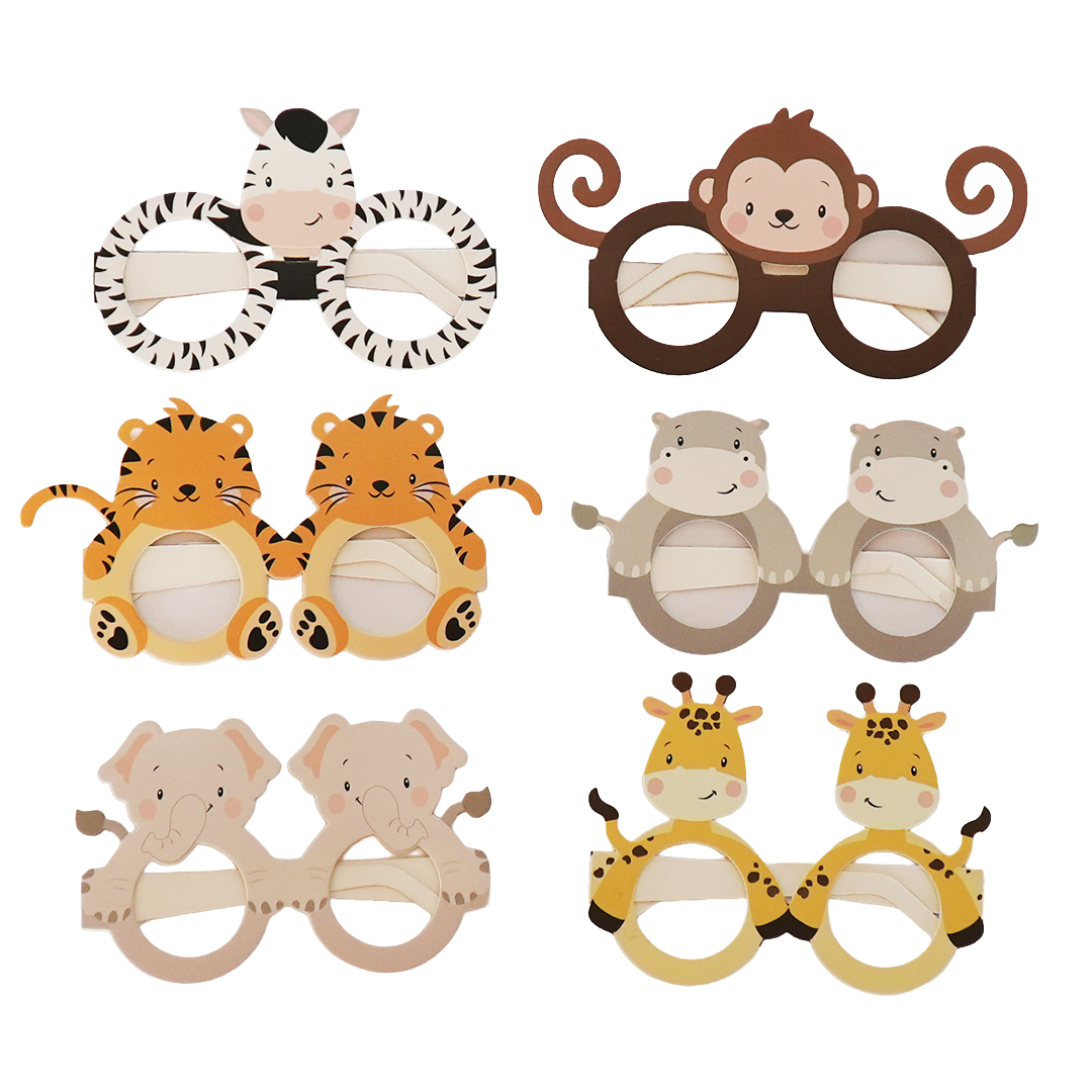 Lunettes en papier animaux x6