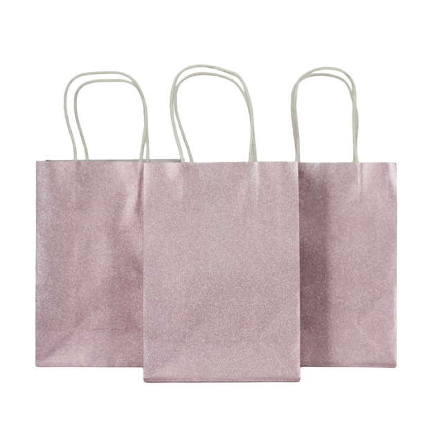 Sacs cadeaux roses pailletés x10