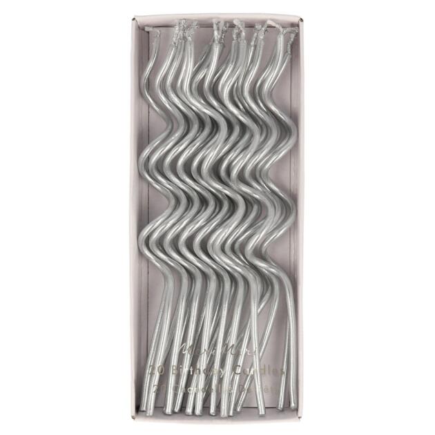 Bougies swirly argentées x20