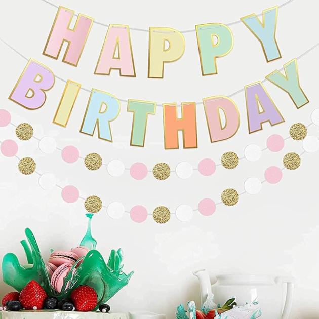 Bannière Happy birthday pastel