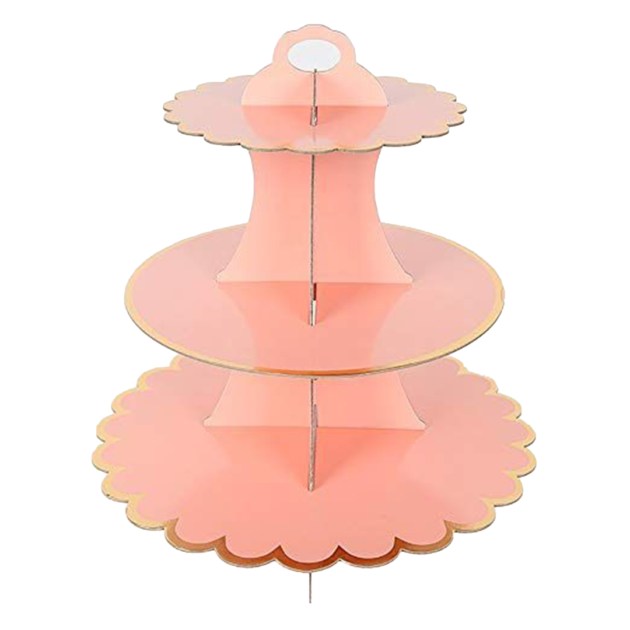 Présentoir rose à bordure dorée