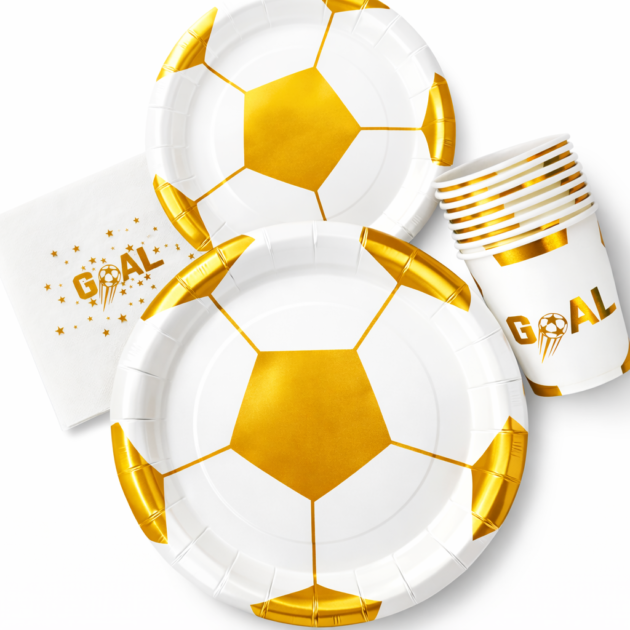 Kit vaisselle football doré