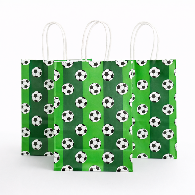 Sacs cadeaux football vert x12