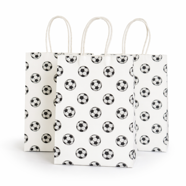 Sacs cadeaux football blancs x12