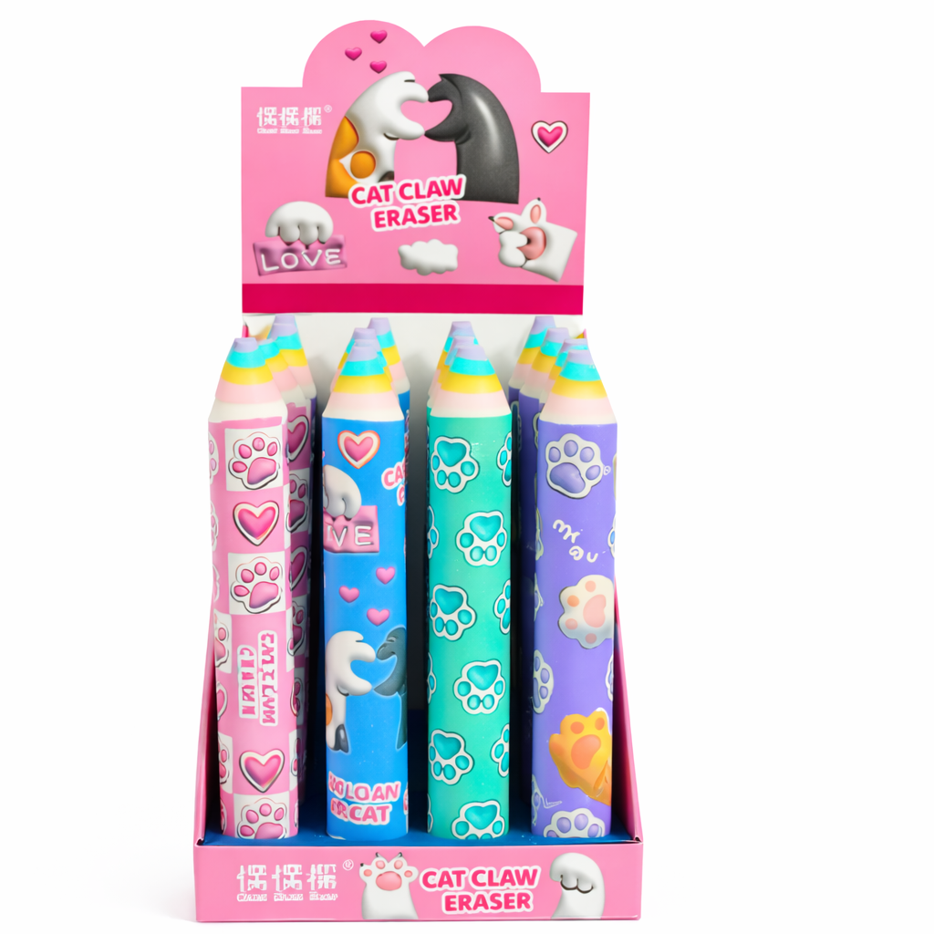 Gommes crayon pattes de chats x4