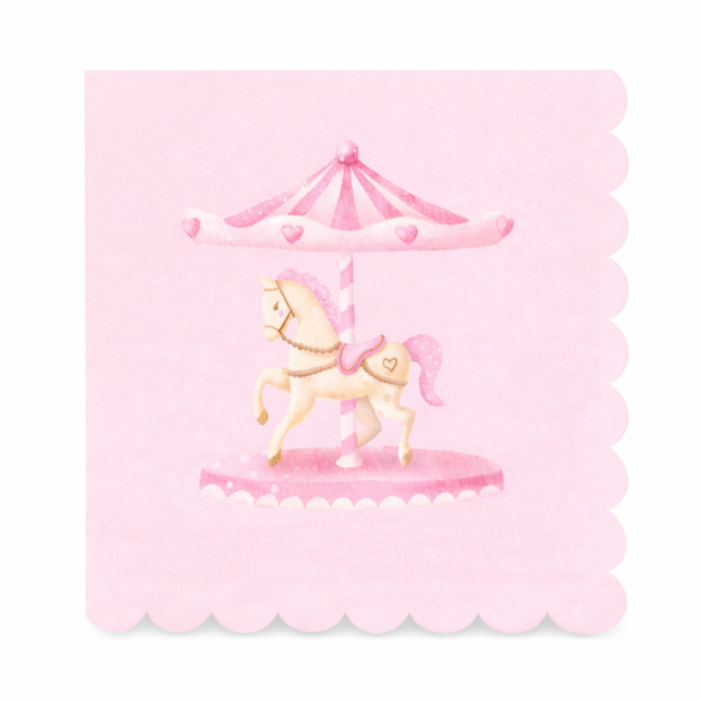 Serviettes carrousel rose x16