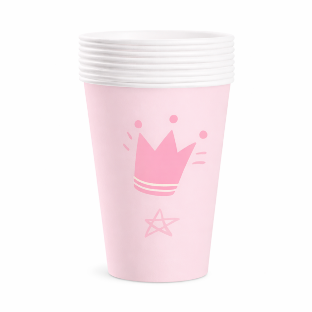 Gobelets couronne rose x8
