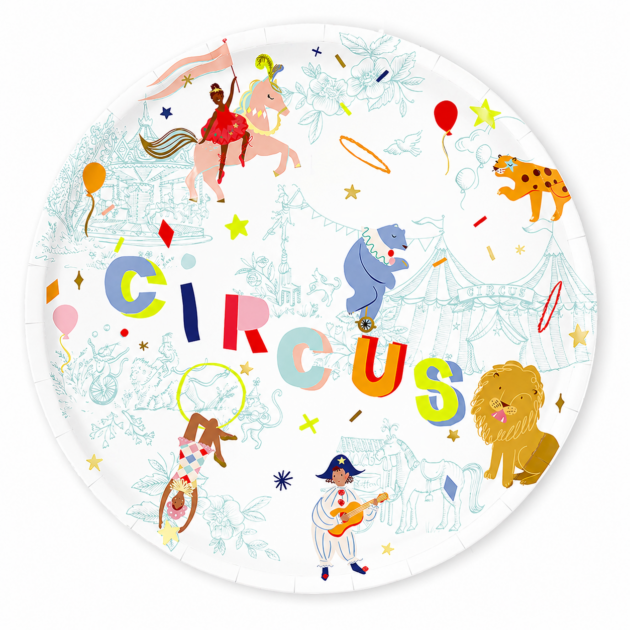 Grandes assiettes animaux du cirque x8