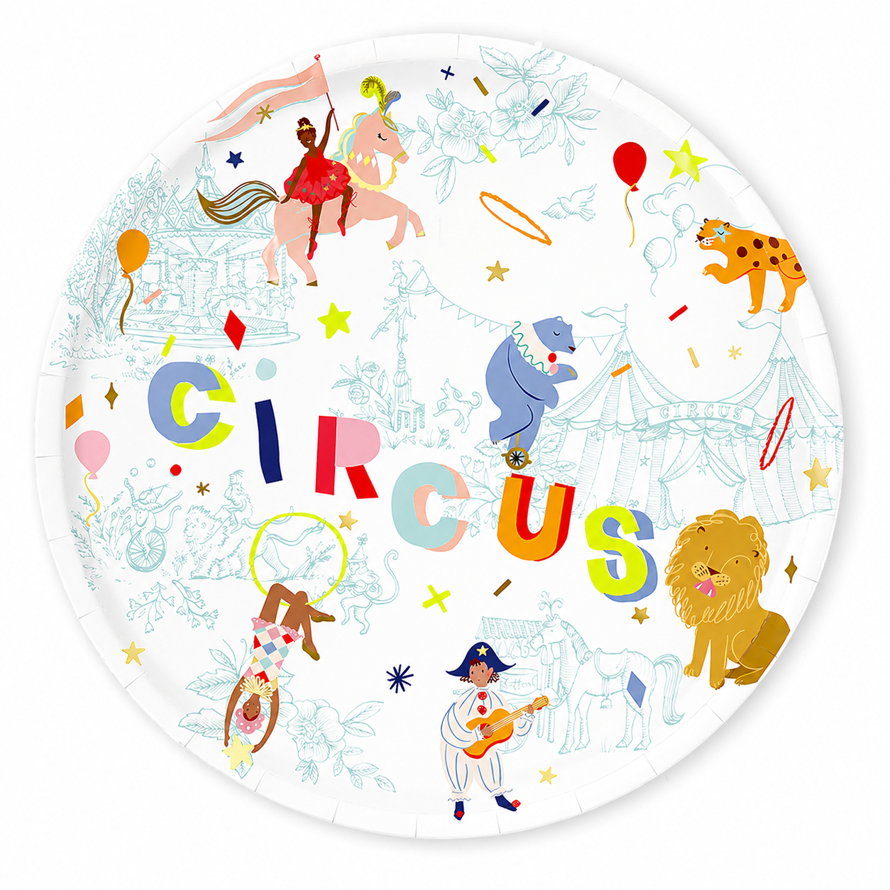 Grandes assiettes animaux du cirque x8