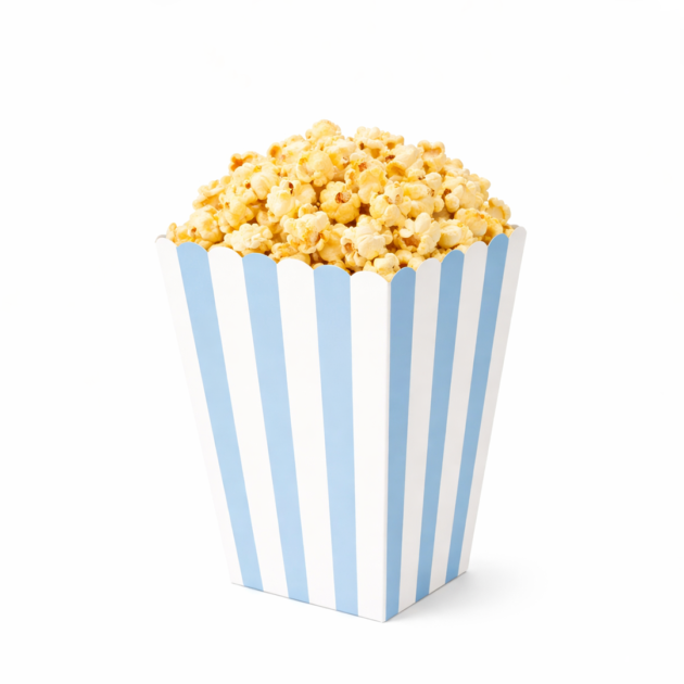 Boites à pop-corn à rayures bleues x12