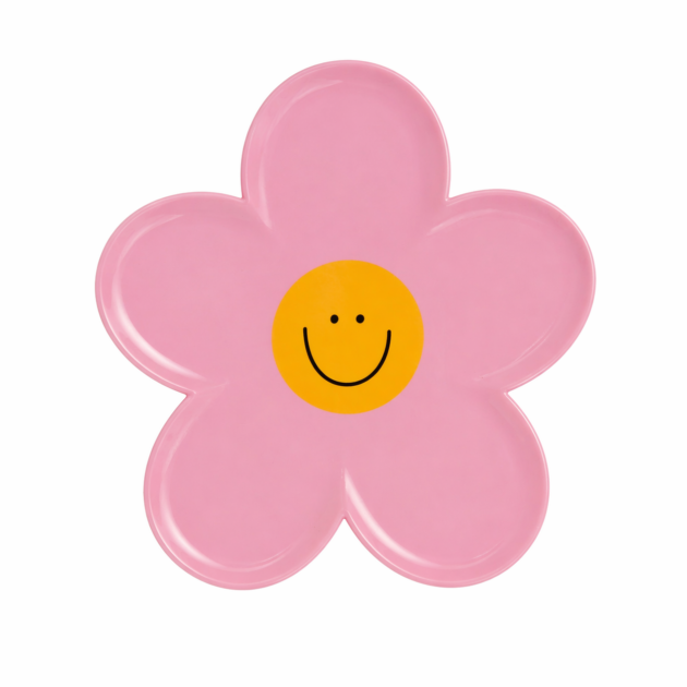Assiettes fleur rose smiley x8