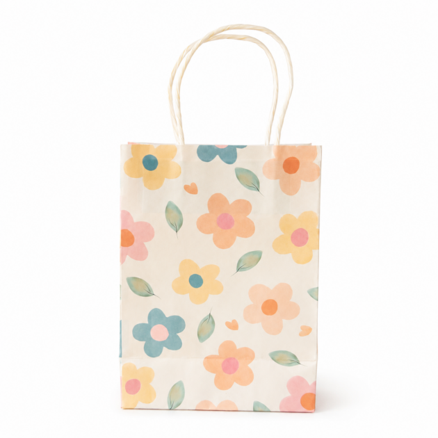 Sacs cadeaux fleurs x8