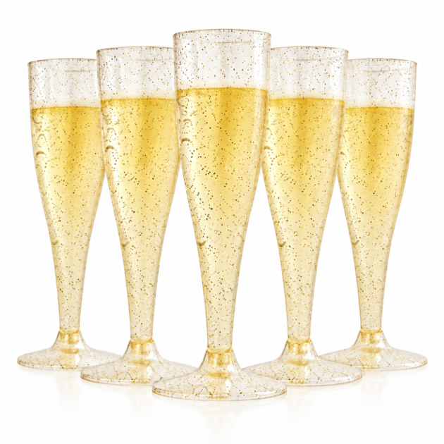 Flûtes à champagne à paillettes dorées x10