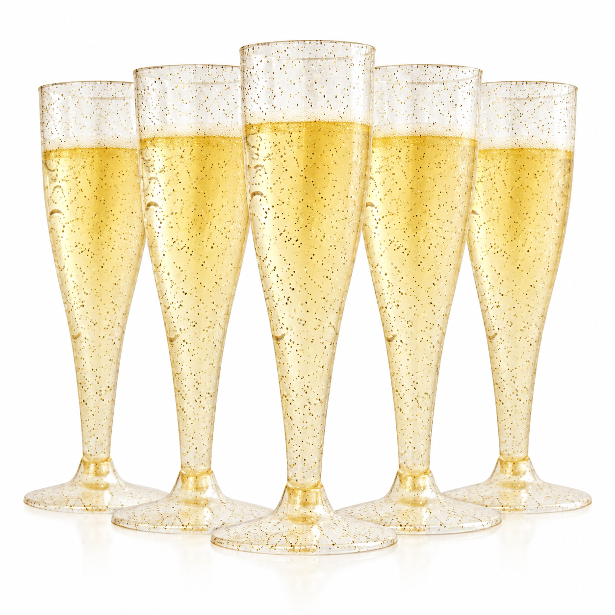 Flûtes à champagne à paillettes dorées x10